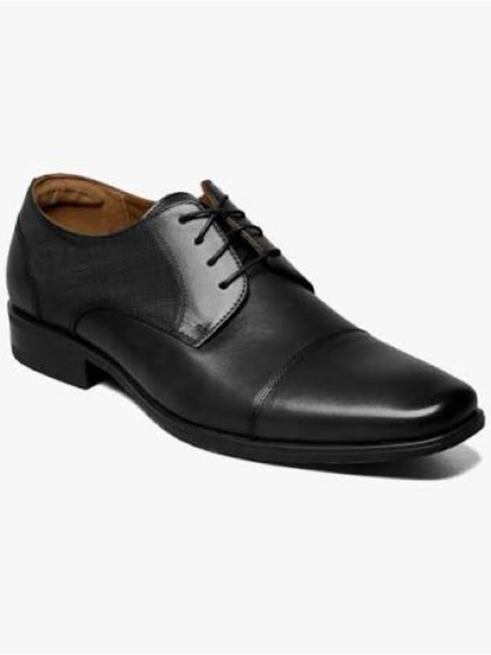 Florsheim Black Leather Cap-Toe Derby Oxford